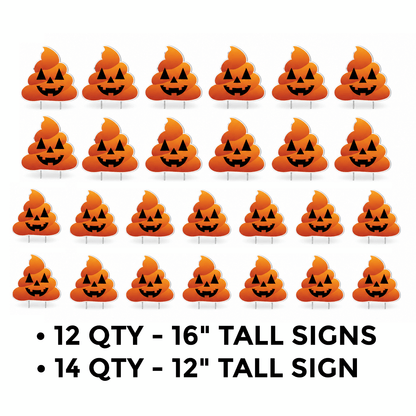 Halloween Pumpkin Poop Emoji Yard Decorations – 26-Piece Outdoor Lawn Sign Set with Stakes
