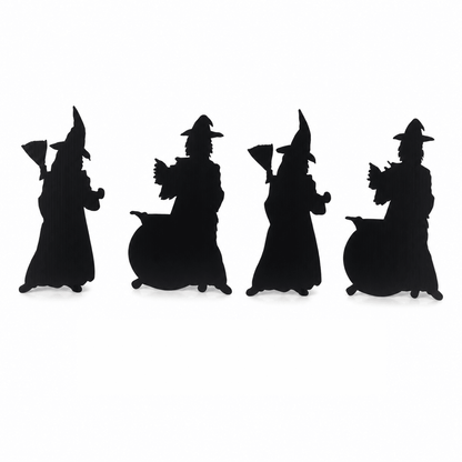 Halloween Witch Silhouette Yard Decorations – 4-Piece 42" Outdoor Lawn Display with Stakes