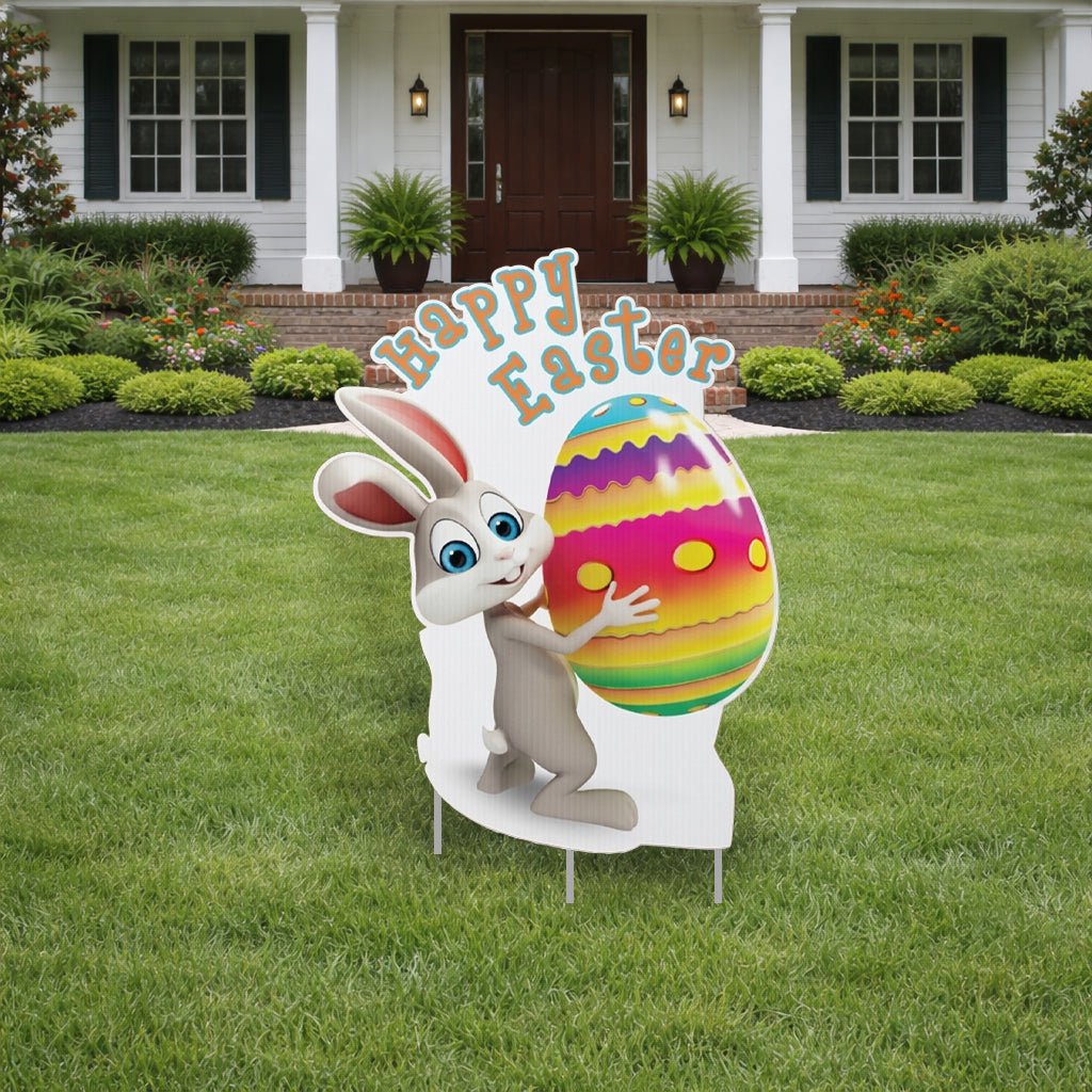 Happy Easter with Bunny and Egg Yard Sign