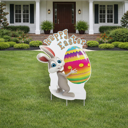 Happy Easter with Bunny and Egg Yard Sign