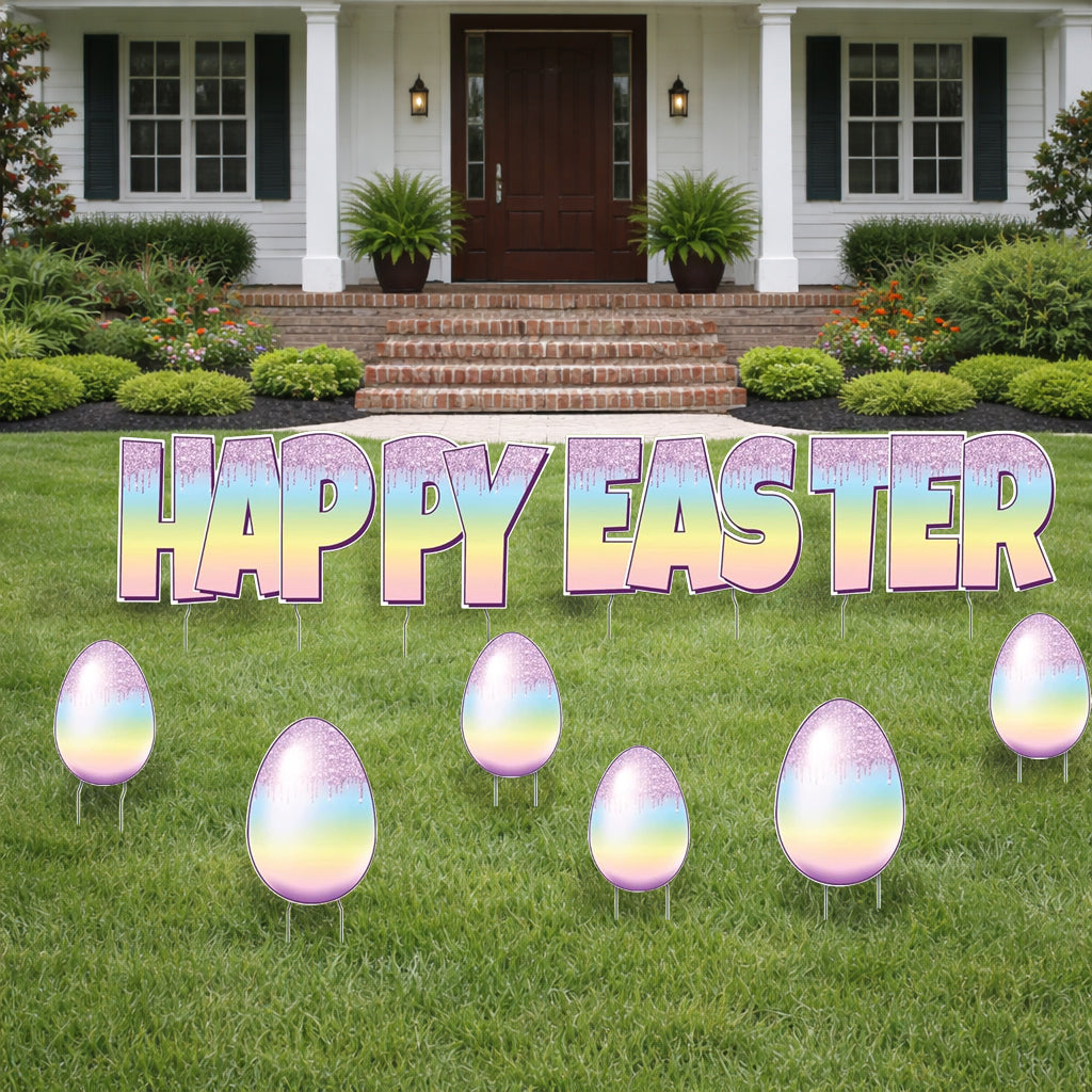 Happy Easter Quick Set Yard Letters - 10 Pcs