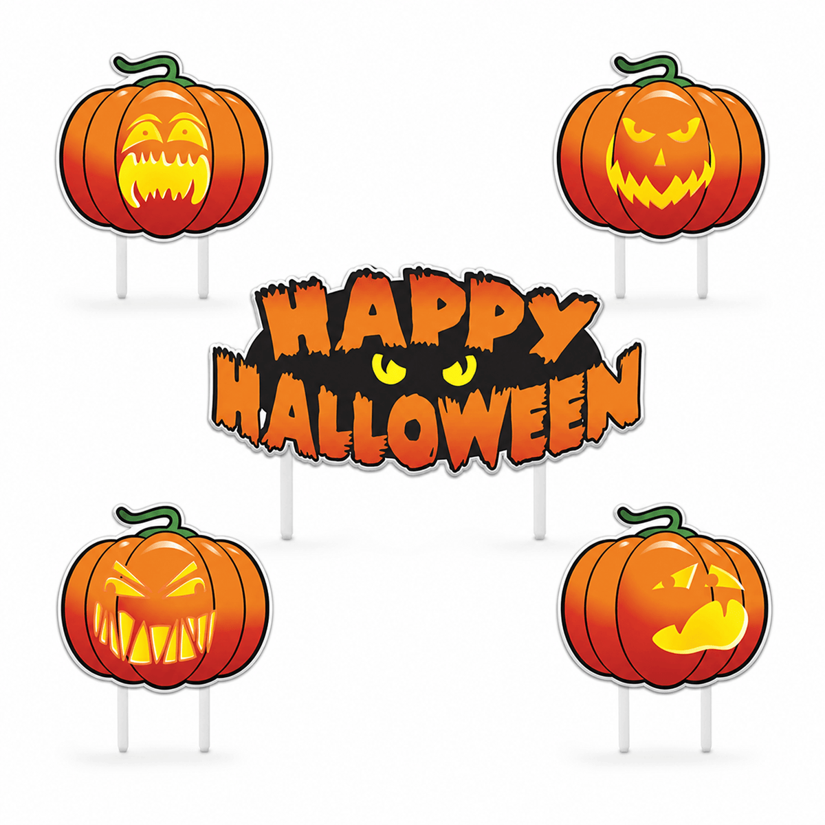 Happy Halloween Scary Pumpkins Yard Card Set of 5