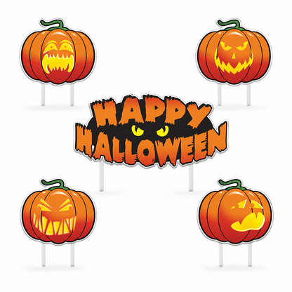 Happy Halloween Scary Pumpkins Yard Card Set of 5