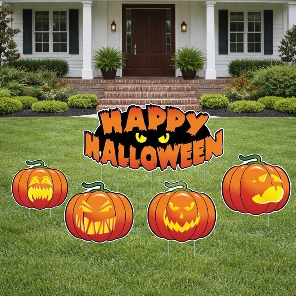 Happy Halloween Scary Pumpkins Yard Card Set of 5