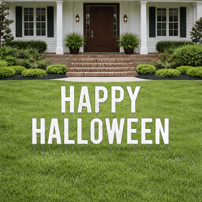 Happy Halloween Yard Letters – 14-Piece Outdoor Halloween Lawn Sign Set with 28 Stakes