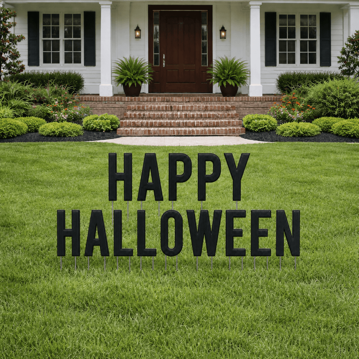 Happy Halloween Yard Letters – 14-Piece Outdoor Halloween Lawn Sign Set with 28 Stakes