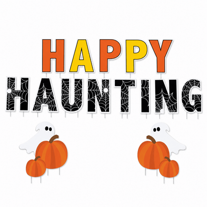 Happy Haunting Halloween Yard Signs- 19 piece set