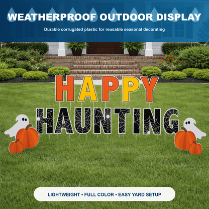 Happy Haunting Halloween Yard Signs- 19 piece set