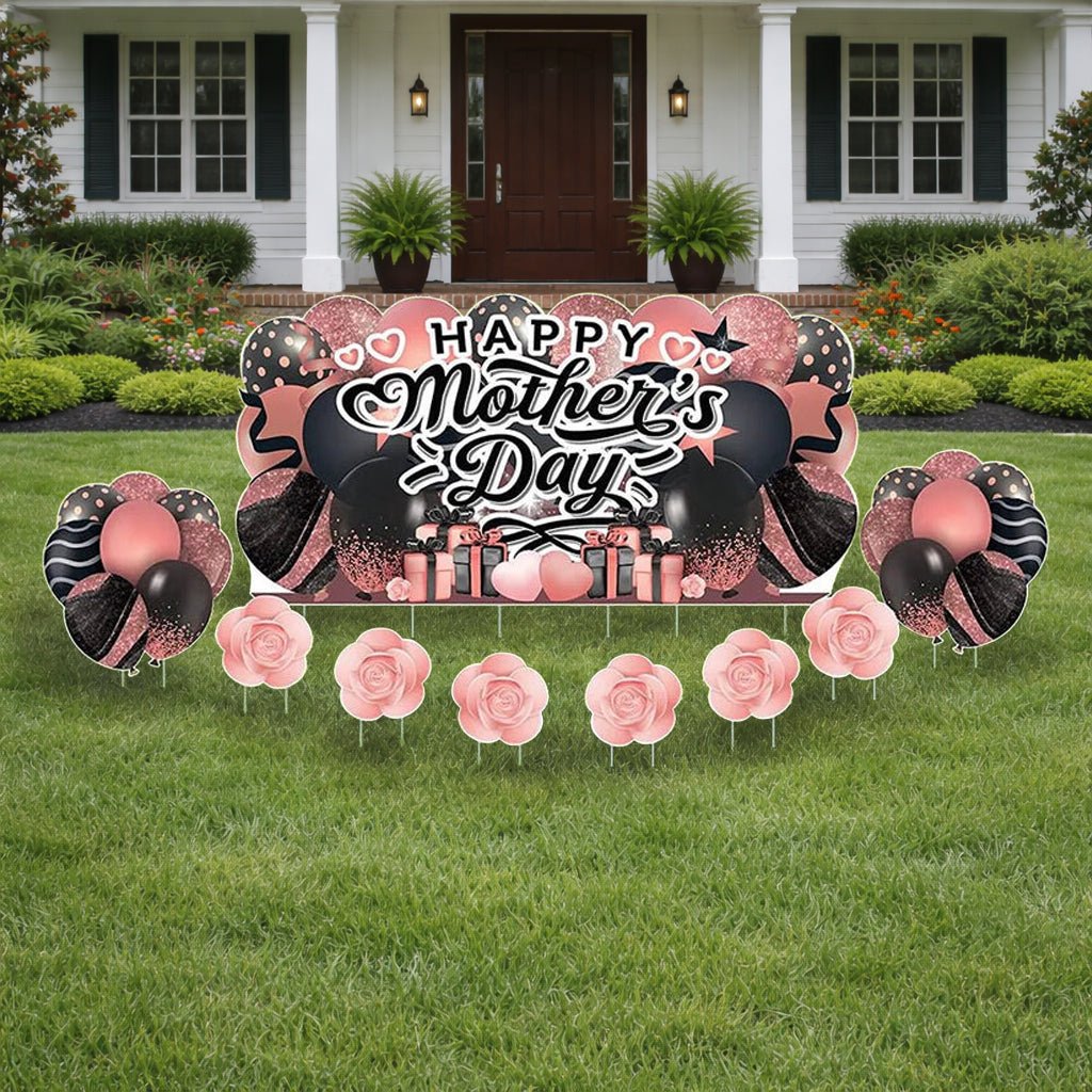 Happy Mother's Day Jumbo Lawn Sign – 36x72 Inch Outdoor Yard Decoration, Waterproof Corrugated Plastic