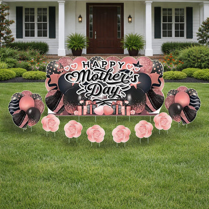 Happy Mother's Day Jumbo Lawn Sign – 36x72 Inch Outdoor Yard Decoration, Waterproof Corrugated Plastic