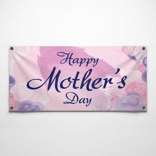 Happy Mother's Day Watercolor Vinyl Banner – Weatherproof Indoor Outdoor Sign, 3 Sizes Available, Full Color Print, Grommets Included