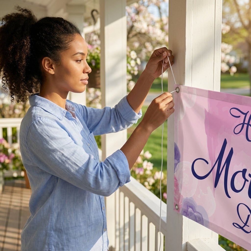 Happy Mother's Day Watercolor Vinyl Banner – Weatherproof Indoor Outdoor Sign, 3 Sizes Available, Full Color Print, Grommets Included