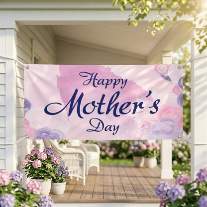 Happy Mother's Day Watercolor Vinyl Banner – Weatherproof Indoor Outdoor Sign, 3 Sizes Available, Full Color Print, Grommets Included