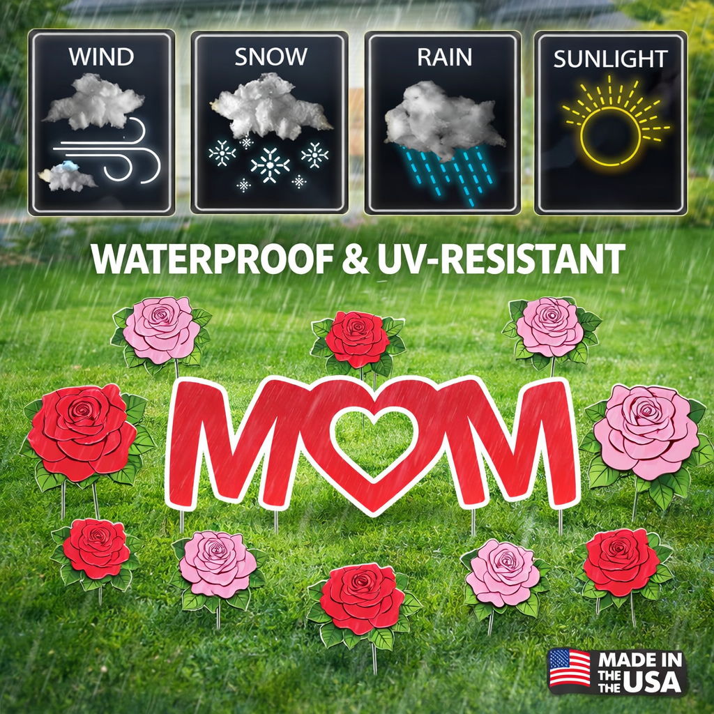 Happy Mother's Day Yard Card - Mom, Roses decoration