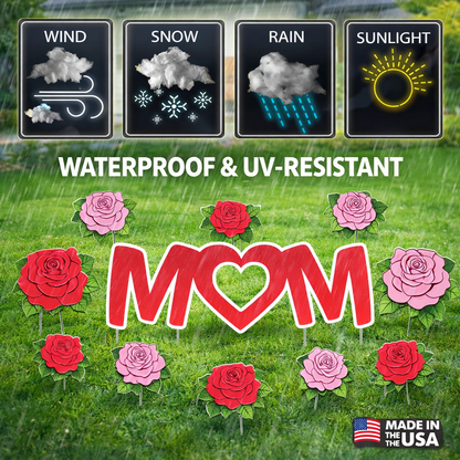 Happy Mother's Day Yard Card - Mom, Roses decoration