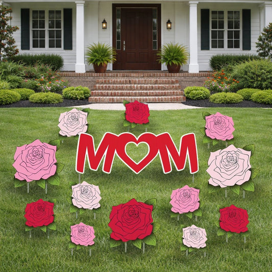 Happy Mother's Day Yard Card - Mom, Roses decoration