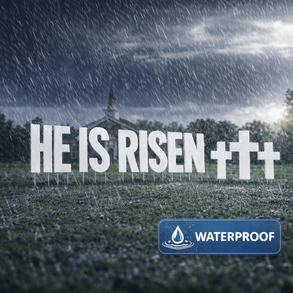 He Is Risen 24" White Yard Letters & Crosses Yard Sign Decoration