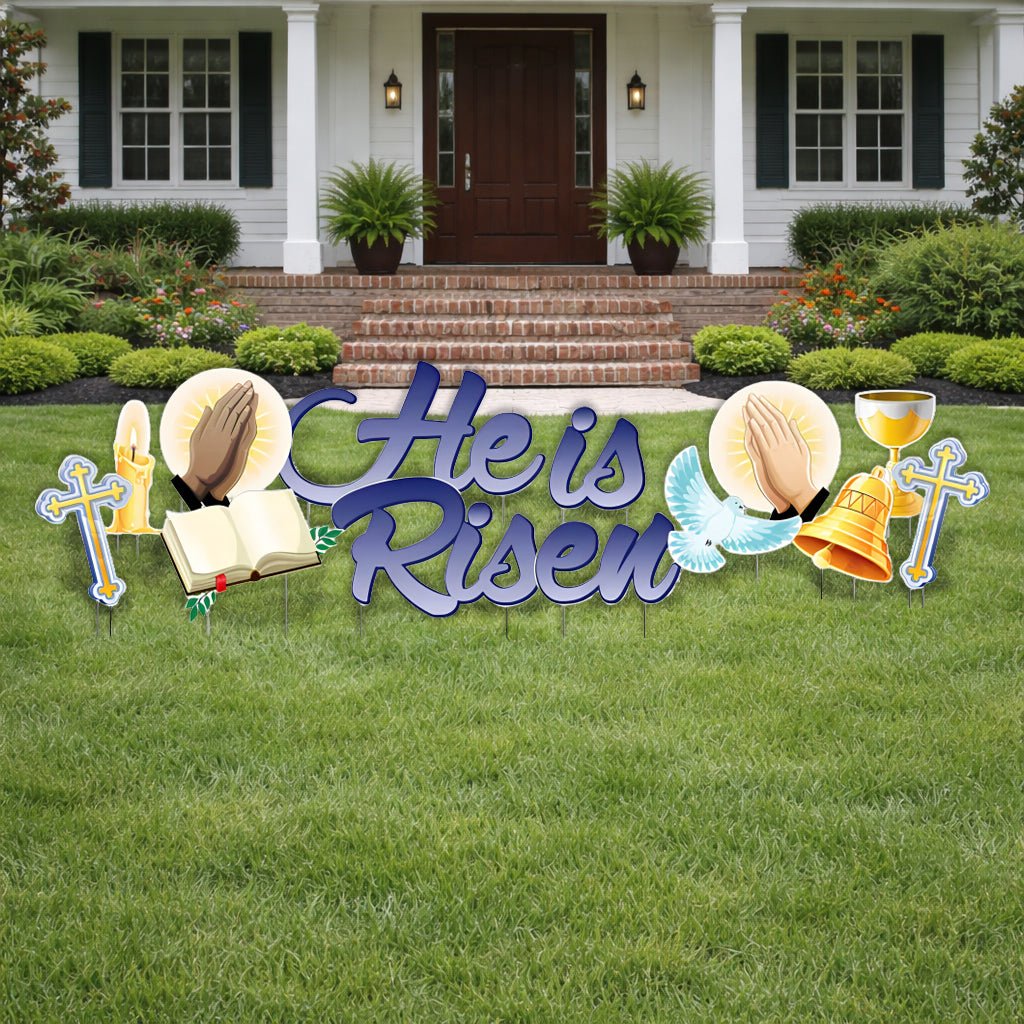 He Is Risen Easter Quick Set Yard Card Display 13 pc set