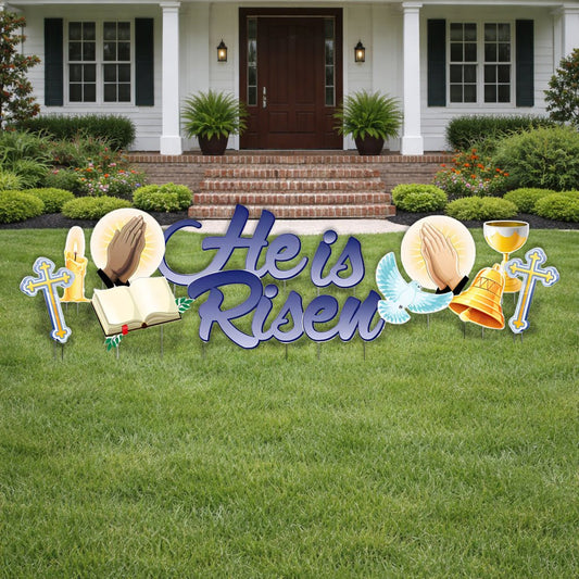 He Is Risen Easter Quick Set Yard Card Display 13 pc set