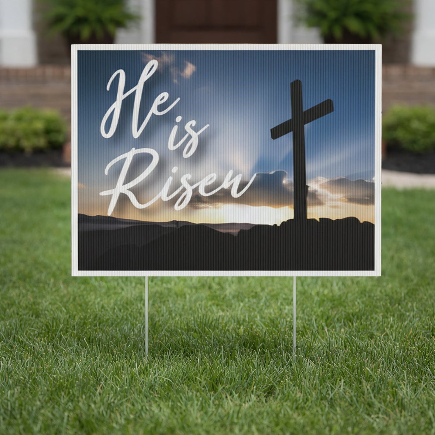 He Is Risen Religious Easter Church Yard Sign