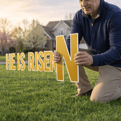 He Is Risen Religious Easter Yard Card Letters