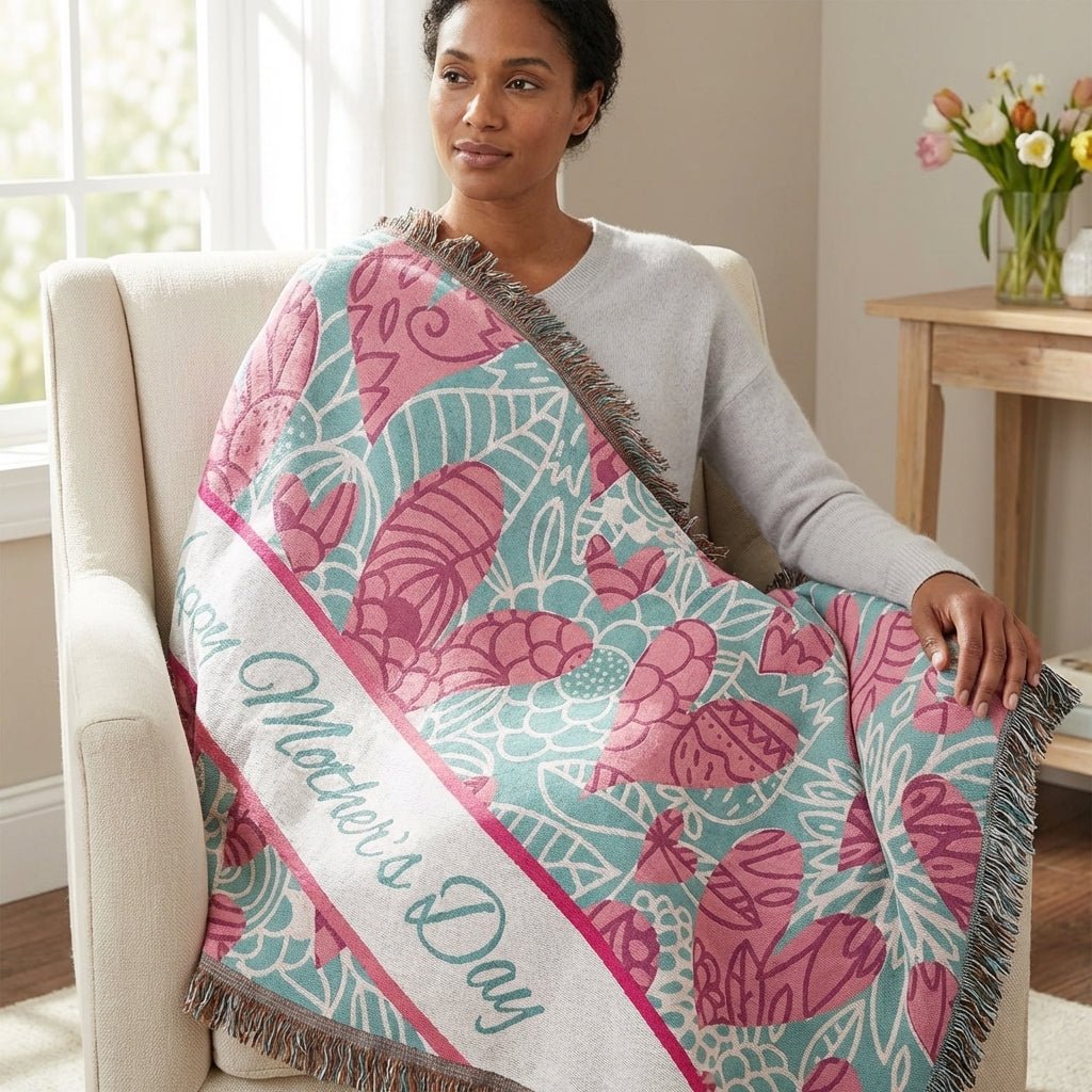 Hearts Mother's Day Woven Throw Blanket