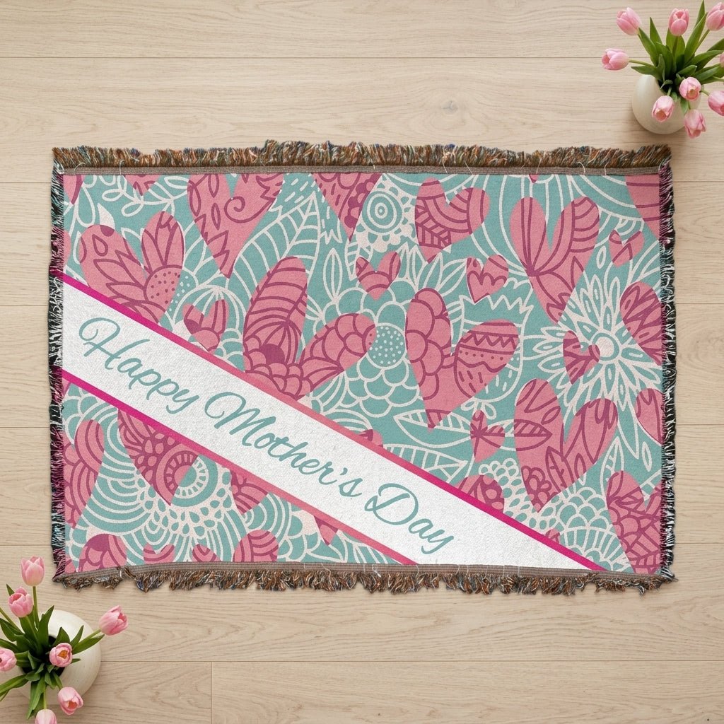 Hearts Mother's Day Woven Throw Blanket