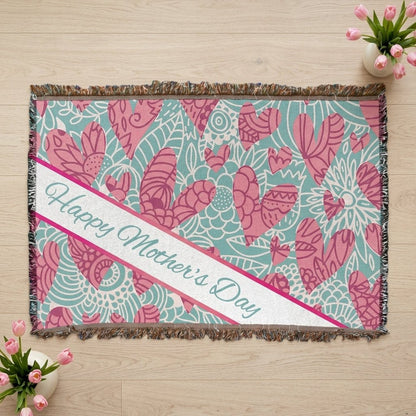 Hearts Mother's Day Woven Throw Blanket