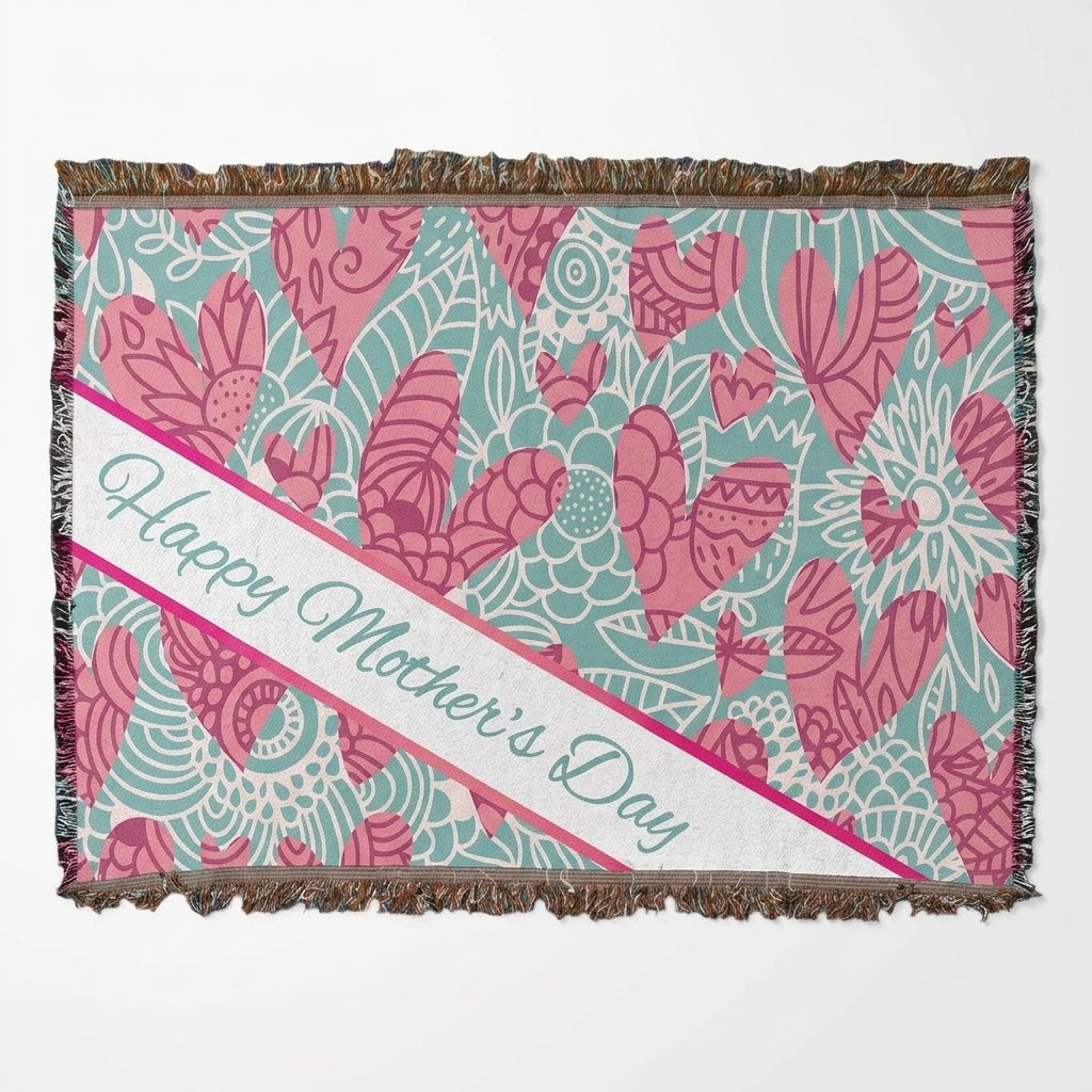 Hearts Mother's Day Woven Throw Blanket