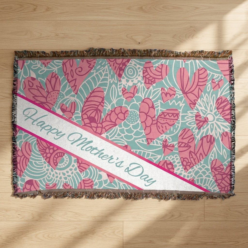 Hearts Mother's Day Woven Throw Blanket