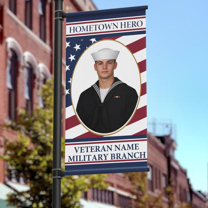 24"x48" Custom Veteran Pole Banner, Hometown Hero