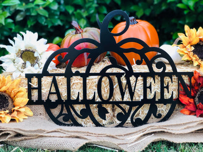 Halloween Pumpkin Metal Door Hanger | Fall Seasonal Entry Decor
