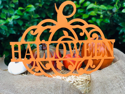 Halloween Pumpkin Metal Door Hanger | Fall Seasonal Entry Decor