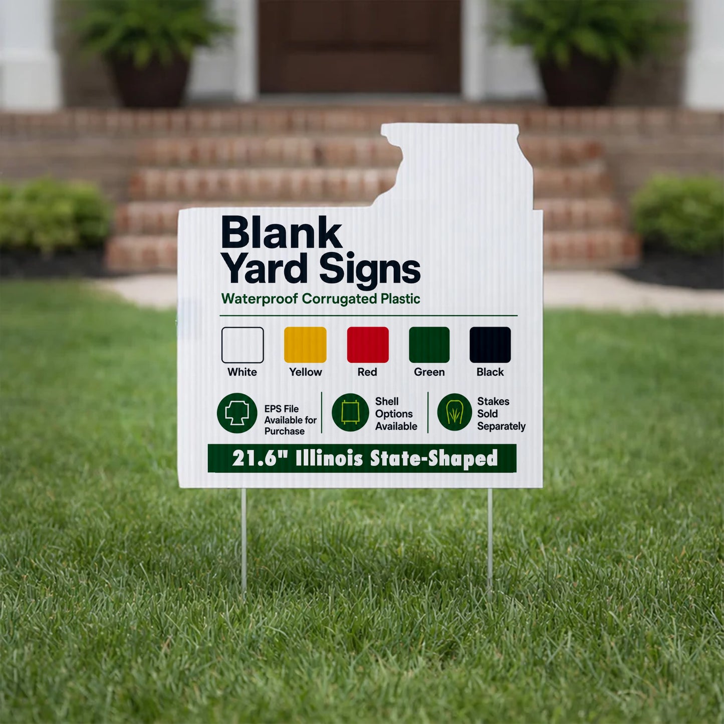 21.6" Illinois State Shaped Corrugated Plastic Yard Sign Blank