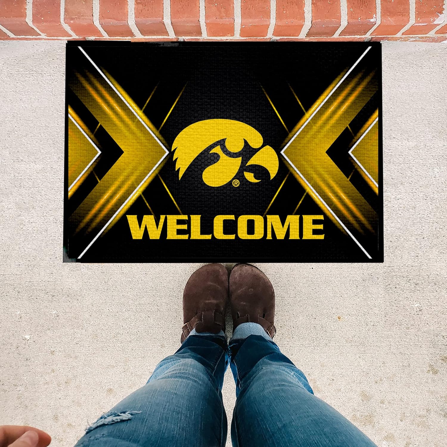 Iowa Hawkeyes Doormat, Welcome Floor mat Go Hawks, Officially Licensed University of Iowa Doormat