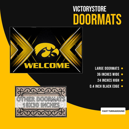 Iowa Hawkeyes Doormat, Welcome Floor mat Go Hawks, Officially Licensed University of Iowa Doormat