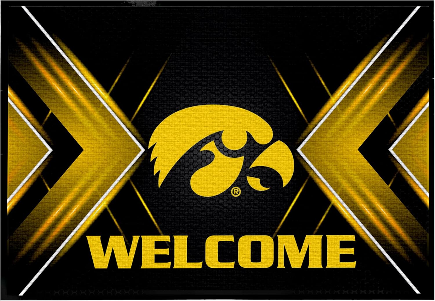 Iowa Hawkeyes Doormat, Welcome Floor mat Go Hawks, Officially Licensed University of Iowa Doormat