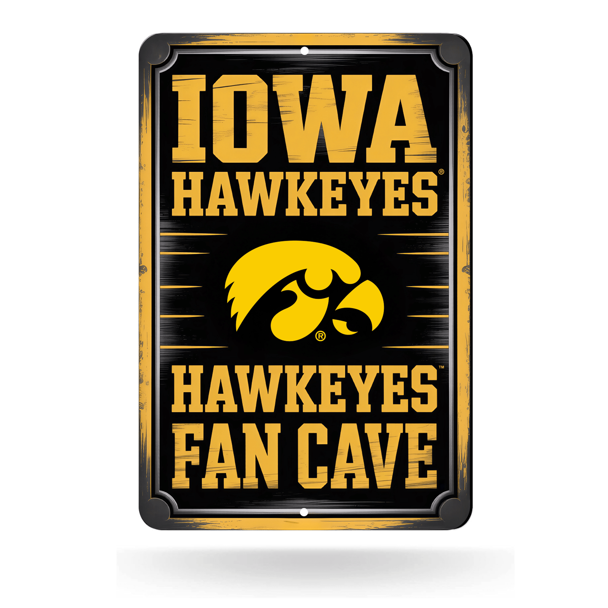Iowa Hawkeyes Fan Cave Aluminum Sign – Officially Licensed NCAA University of Iowa Wall Decor, Waterproof Metal Plaque by VictoryStore – Perfect for Man Cave, Garage, Bedroom, Office, or Home