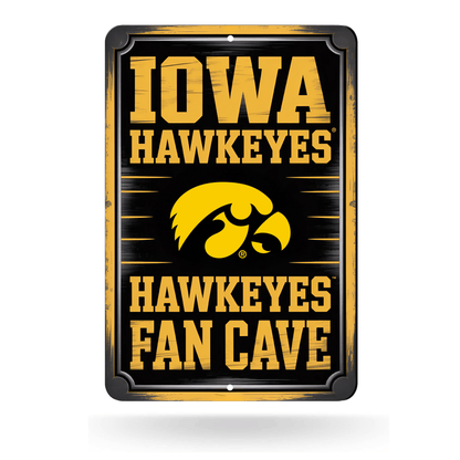 Iowa Hawkeyes Fan Cave Aluminum Sign – Officially Licensed NCAA University of Iowa Wall Decor, Waterproof Metal Plaque by VictoryStore – Perfect for Man Cave, Garage, Bedroom, Office, or Home