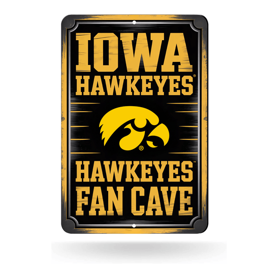 Iowa Hawkeyes Fan Cave Aluminum Sign – Officially Licensed NCAA University of Iowa Wall Decor, Waterproof Metal Plaque by VictoryStore – Perfect for Man Cave, Garage, Bedroom, Office, or Home