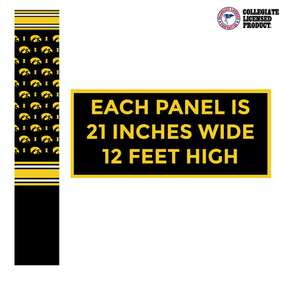 Iowa Hawkeyes Mancave Bundle – Wallpaper Panels, Door Banner, Doormat, Herky Standup, Acrylic Wall Art & 6 - Pack Can Coolers