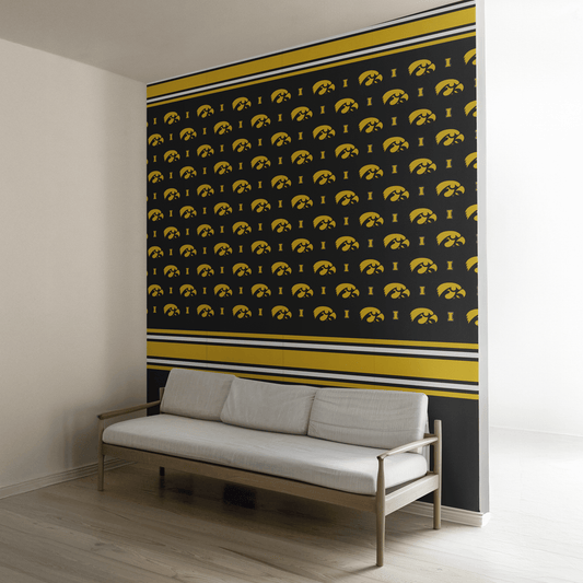 Iowa Hawkeyes Peel and Stick Wallpaper 12ft x 21in | NCAA University of Iowa Wall Décor | Easy Apply & Remove Vinyl | Matte Finish | Home, Dorm, Bedroom, or Man Cave – by VictoryStore