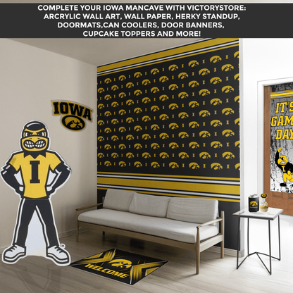 Iowa Hawkeyes Peel and Stick Wallpaper 12ft x 21in | NCAA University of Iowa Wall Décor | Easy Apply & Remove Vinyl | Matte Finish | Home, Dorm, Bedroom, or Man Cave – by VictoryStore
