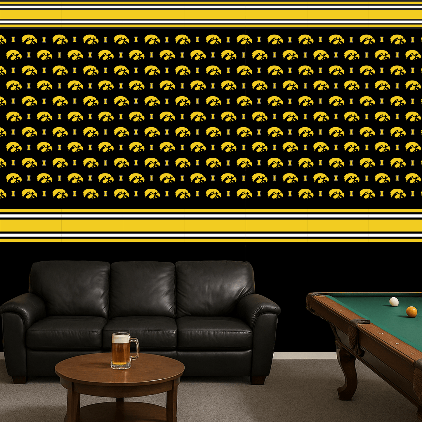 Iowa Hawkeyes Peel and Stick Wallpaper 12ft x 21in | NCAA University of Iowa Wall Décor | Easy Apply & Remove Vinyl | Matte Finish | Home, Dorm, Bedroom, or Man Cave – by VictoryStore