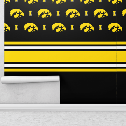 Iowa Hawkeyes Peel and Stick Wallpaper 12ft x 21in | NCAA University of Iowa Wall Décor | Easy Apply & Remove Vinyl | Matte Finish | Home, Dorm, Bedroom, or Man Cave – by VictoryStore