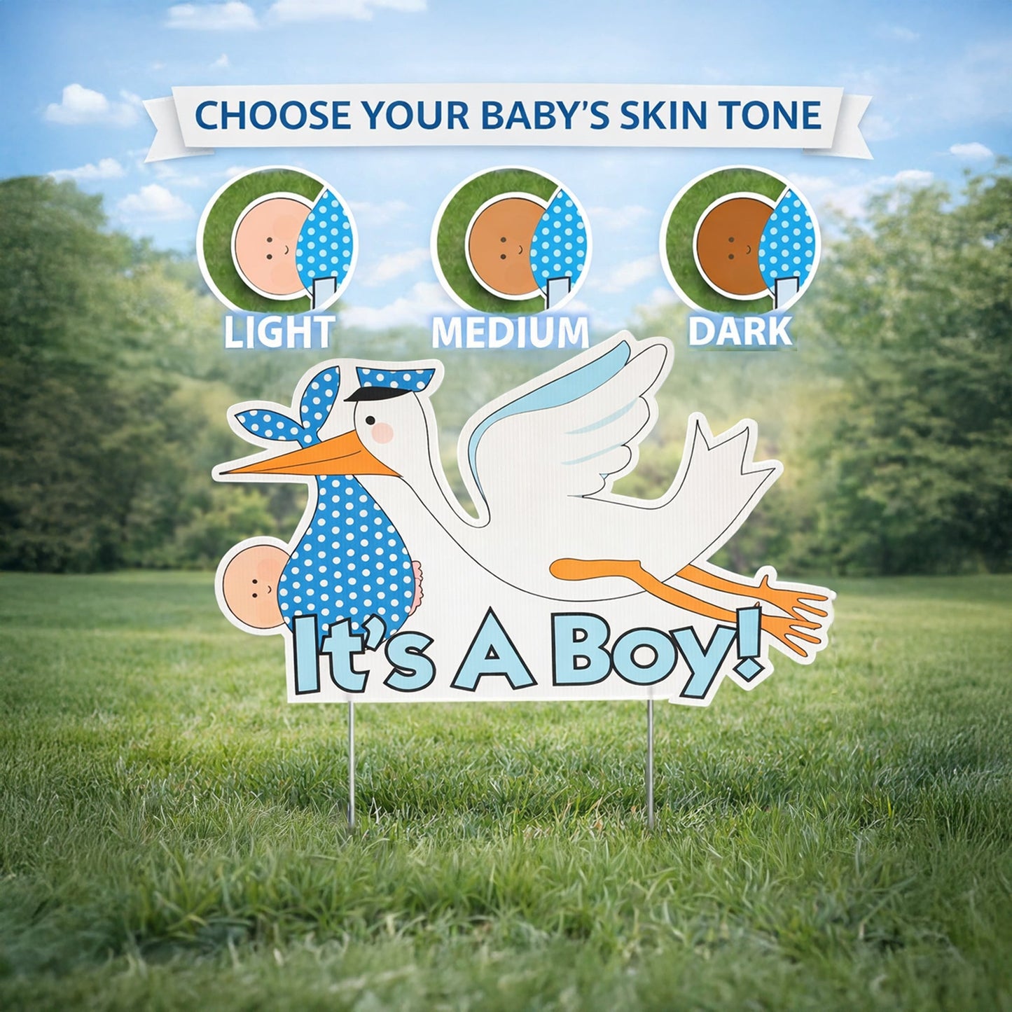 "It's a Boy" Stork Yard Sign - Baby Announcement Lawn Decoration