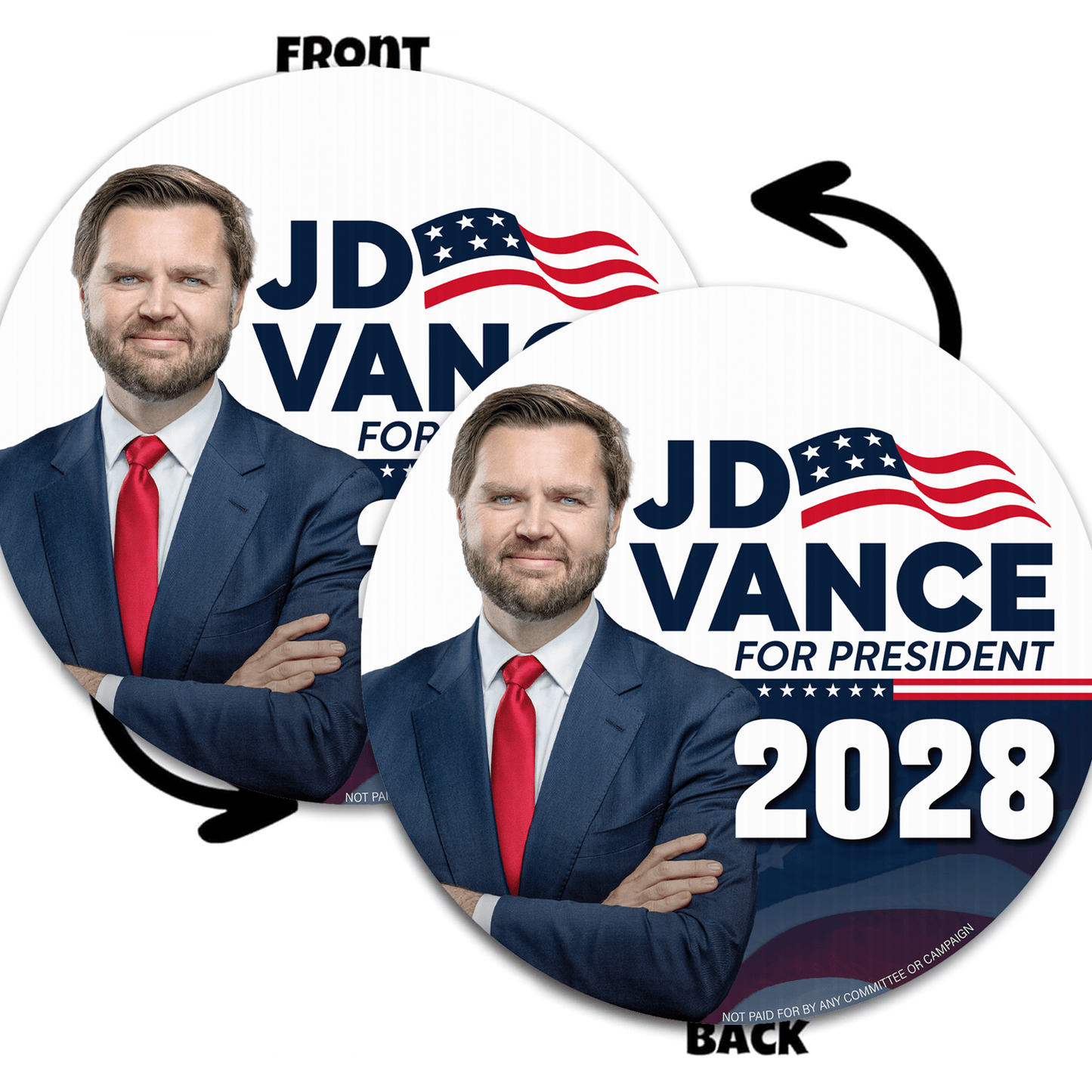 JD Vance For President 2028 Yard Sign with Stakes – 17.5" Circle Double - Sided