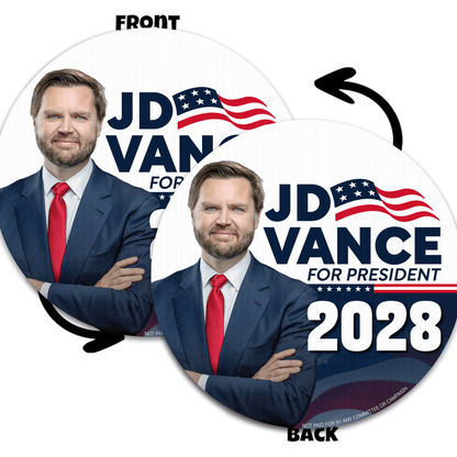 JD Vance For President 2028 Yard Sign with Stakes – 17.5" Circle Double - Sided