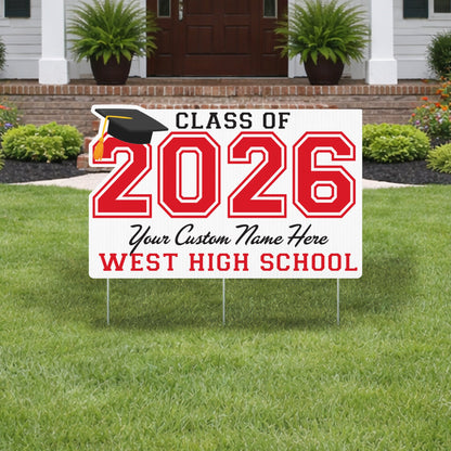 Jumbo Custom Graduation Yard Sign 33" x 21" with Stakes – Personalized Senior Class Sign