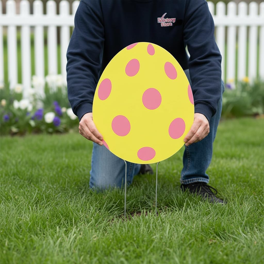 Jumbo Easter Egg Yard Signs (24 - Pack) with Stakes, Double - Sided
